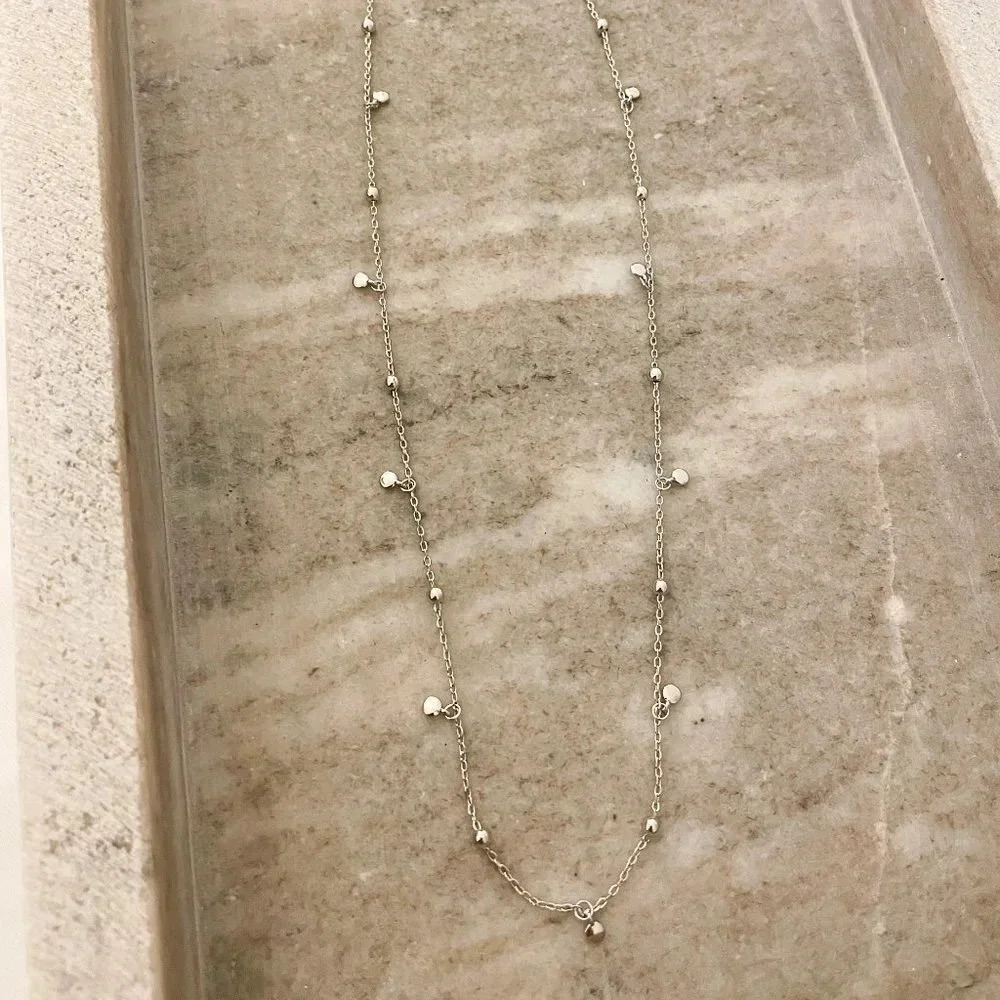 925 Sterling Silver Dainty Bead Necklace Satellite Chain Choker Necklace